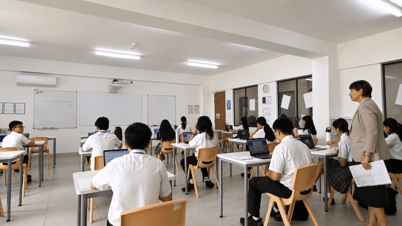 Students learning in a classroom at Concord College International School.