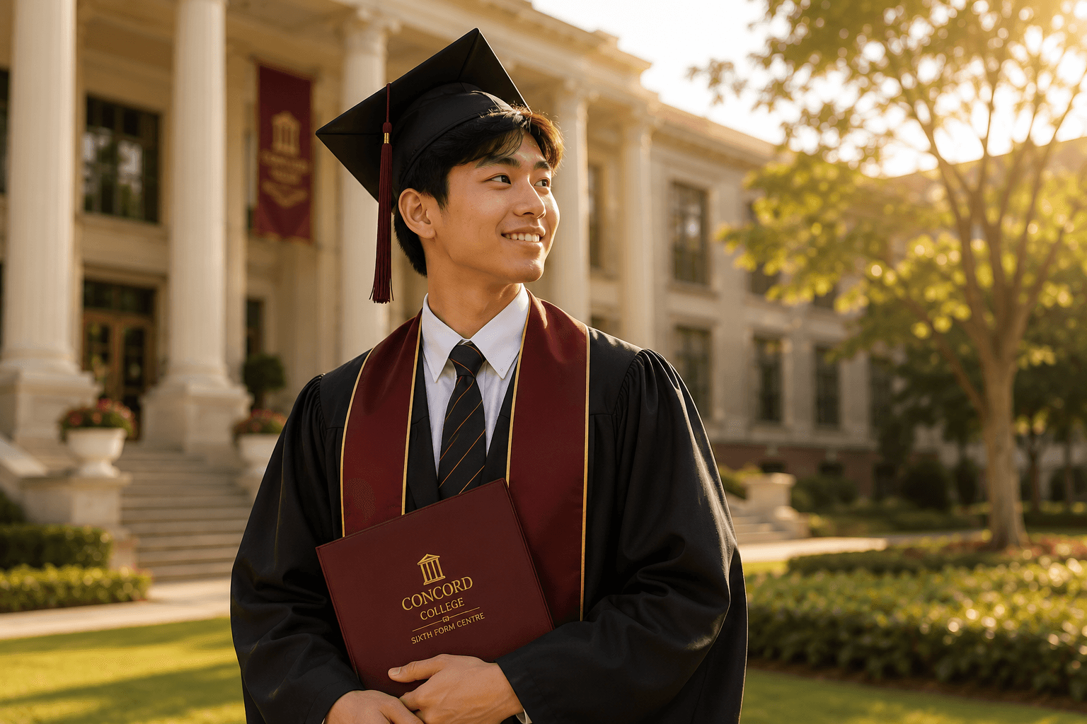 Concord student holding an award.